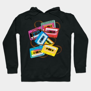 colorful 80s music cassettes with band salad Hoodie